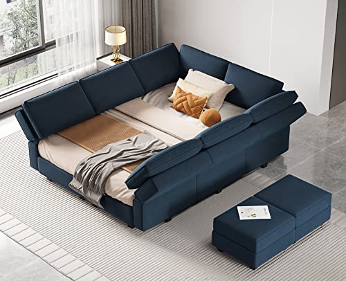 Modular Velvet Sectional Sofa with Chaise Lounge and Storage X4138