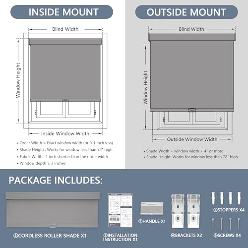 Cordless Blackout Roller Shades for Windows with Valance, Thermal Insulated, UV Protection A771