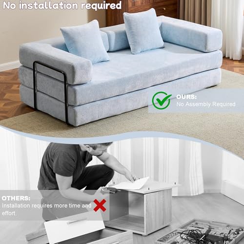 Foldable Floor Sofa Bed with Pillow Back and Armrest, Dark Gray S29408
