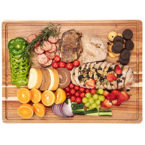 Acacia Wood Cutting Board with Handle and Juice Groove H90766