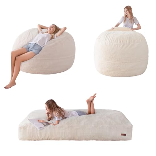 Giant Bean Bag Chair Bed for Adults, Convertible Floor Sofa Mattress R473823