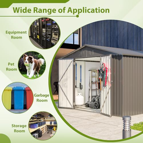 Outdoor Storage Shed, Heavy-Duty All-Weather Tool Shed with Lockable Doors C3585