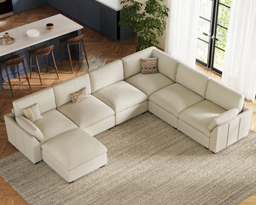 Extra Large Modular Sectional Sofa, 4-Seater L Shaped Couch, Velvet Convertible for Living Room L139