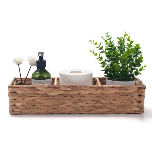 Water Hyacinth Toilet Tank Basket with 3 Dividers Z283806