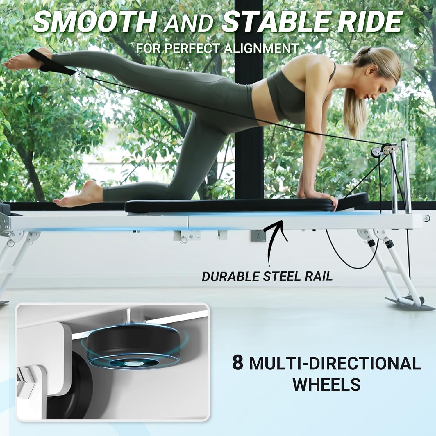 Foldable Pilates Reformer with Dual Resistance for Home Use S62081