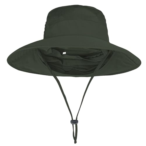 UPF 50+ Wide Brim Bucket Hat with Neck Flap for Fishing L131