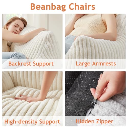 Plush Bean Bag Chair with Armrests for Adults and Teens M473