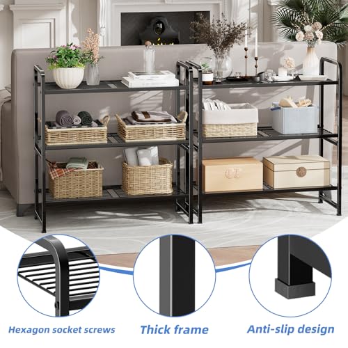 Heavy Duty Metal Wire Shelving Unit, 3 Tier, Stackable Storage Rack C875