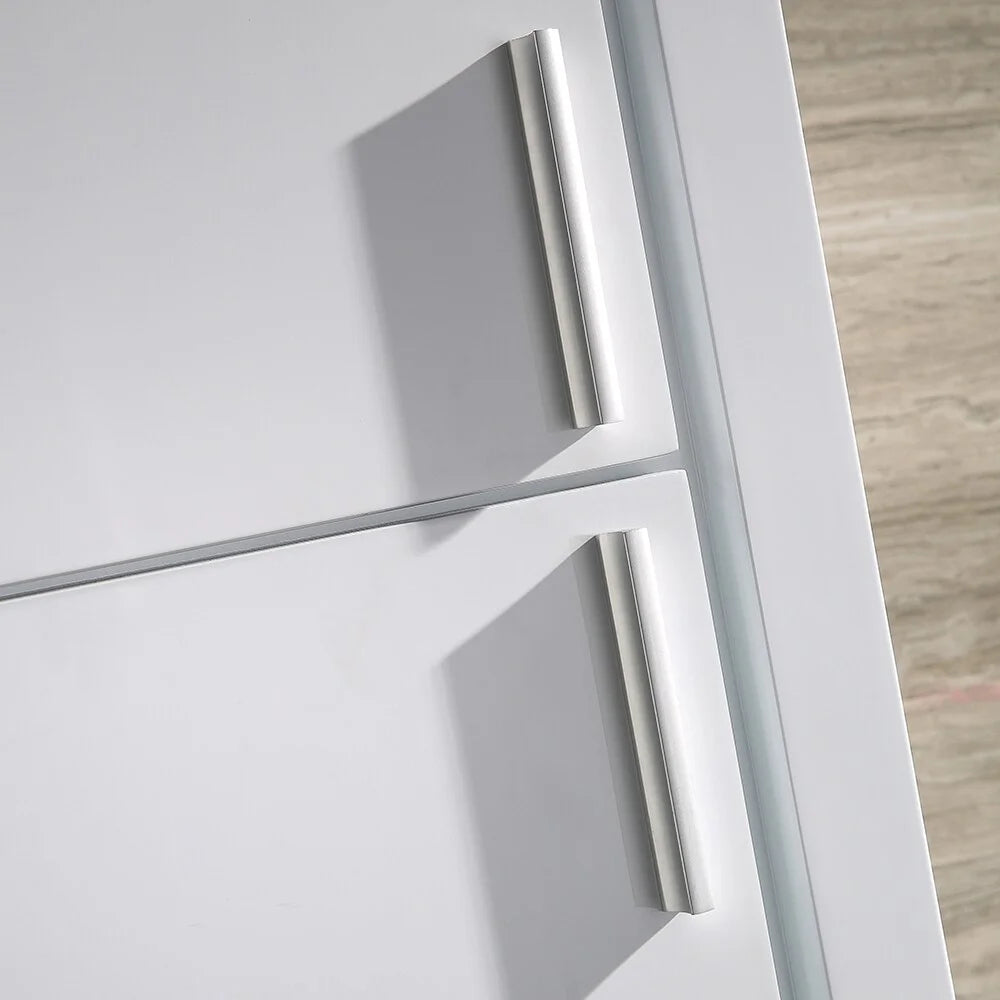 White Bathroom Linen Side Cabinet with 2 Doors Y548977