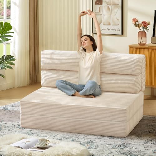 Folding Sofa Bed, Convertible Sleeper Chair with Pillow, Grey P767597