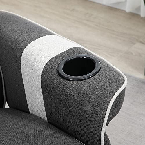 Manual Recliner Swivel Lounge Armchair with Footrest and Cup Holders, Black T5089