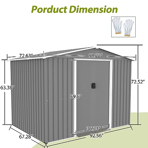 Outdoor Storage Shed, Heavy-Duty All-Weather Tool Shed with Lockable Doors C3585