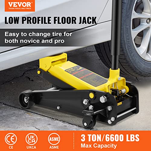 3 Ton Low Profile Floor Jack, Heavy-Duty Steel Racing Jack with Quick Lift Pump, 5.12"-20" Lifting Range O699899
