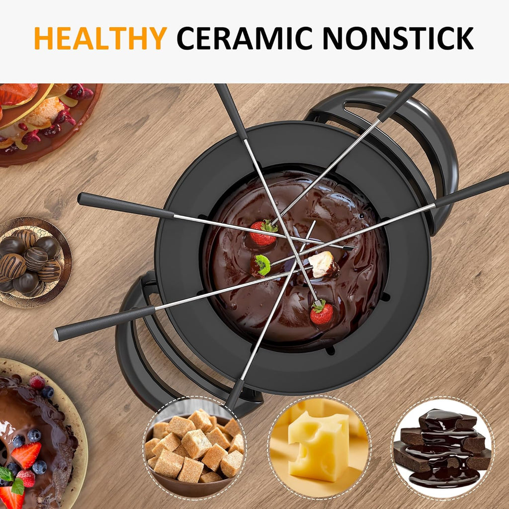 Electric Fondue Pot Set with Adjustable Temperature Control, 3 Quart, 8 Forks S5737