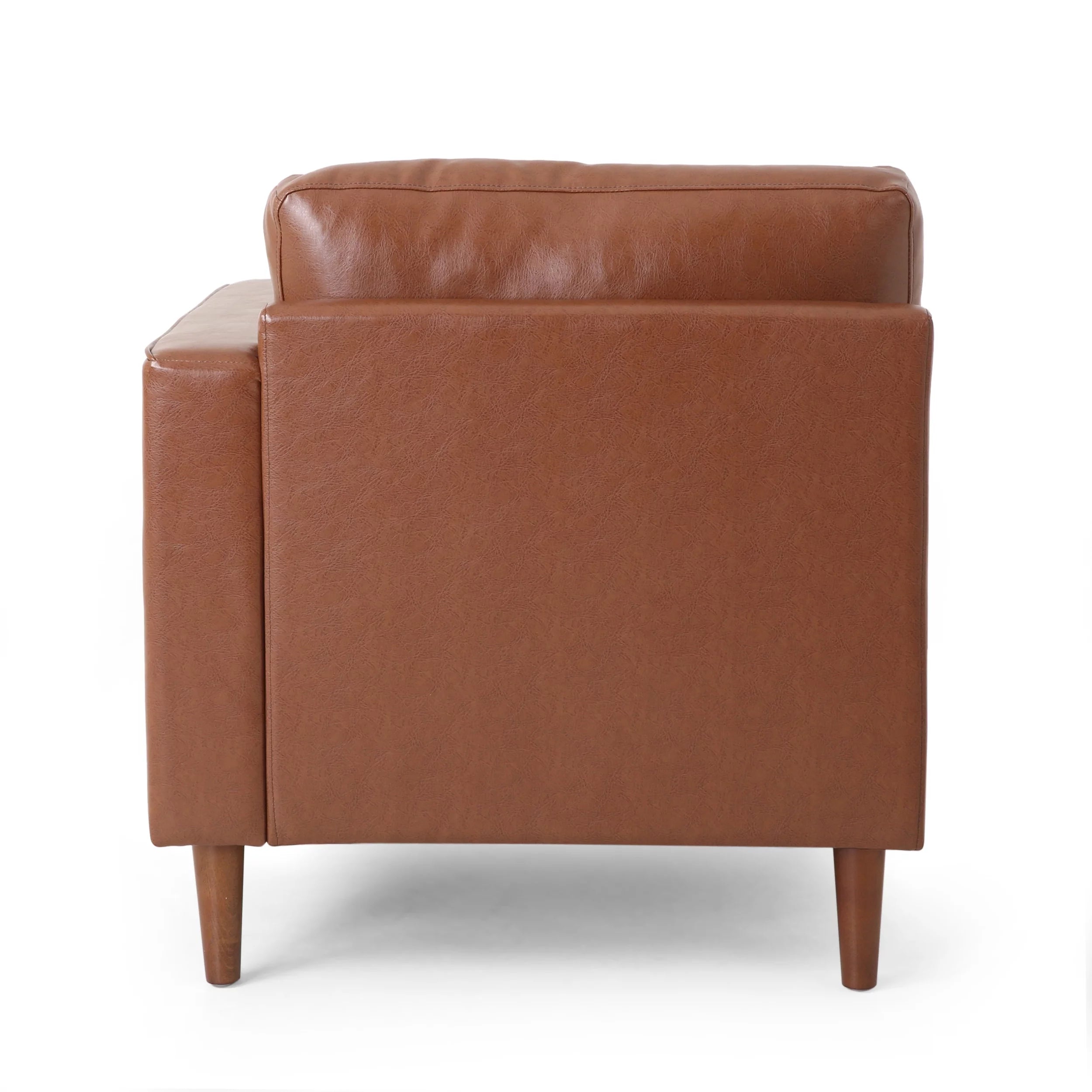 Faux Leather Tufted One Armed Chaise Lounge, Cognac Brown A74924