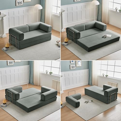 Foldable Floor Sofa Bed with Pillow Back and Armrest, Dark Gray S29408