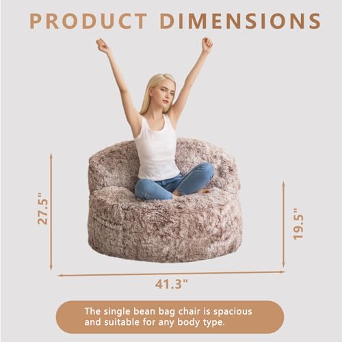 Giant Faux Fur Bean Bag Chair for Adults with Filler T74545
