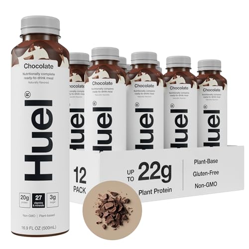 Chocolate Meal Replacement Drink, High Protein, Plant Based, 16.9 Fl Oz (12 Pack) T510