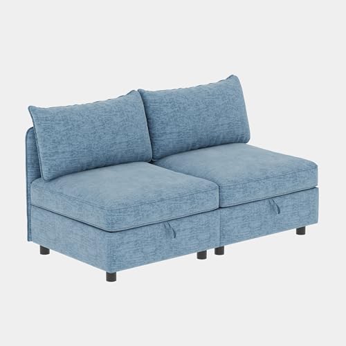 Modular Storage Sectional Sofa with Movable Ottomans, U-Shaped Chenille U839651