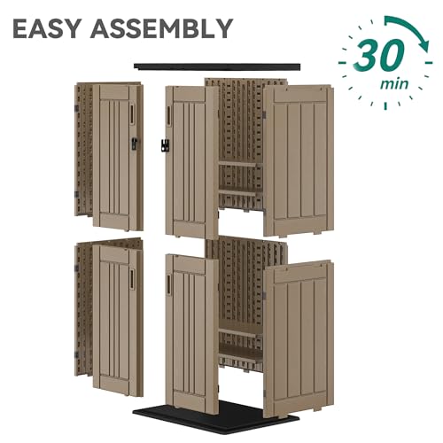 Outdoor Storage Cabinet with 2 Shelves, Waterproof Resin Tool Shed, Lockable, Dark Gray M33386