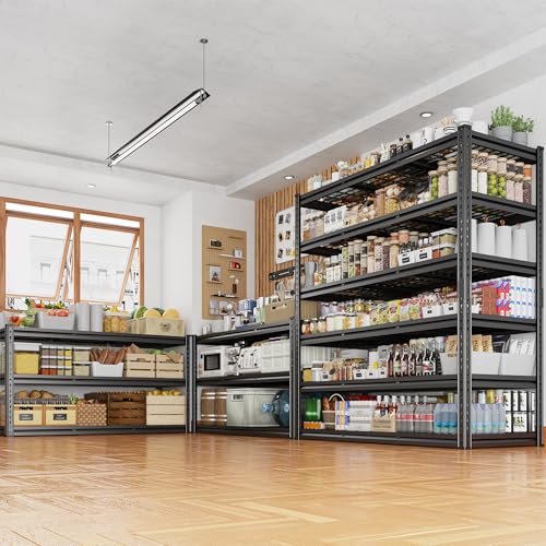 60" W Garage Shelving, 5-Tier Heavy Duty Metal Storage Shelves B8137