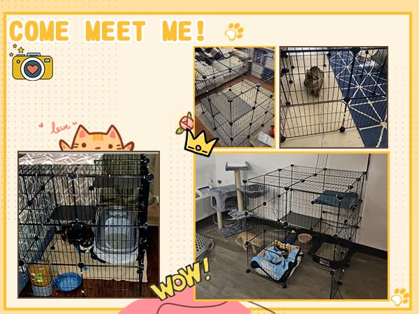 3-Tier Cat Cage Indoor Enclosure DIY Catio Detachable Metal Wire Kennel Q3460