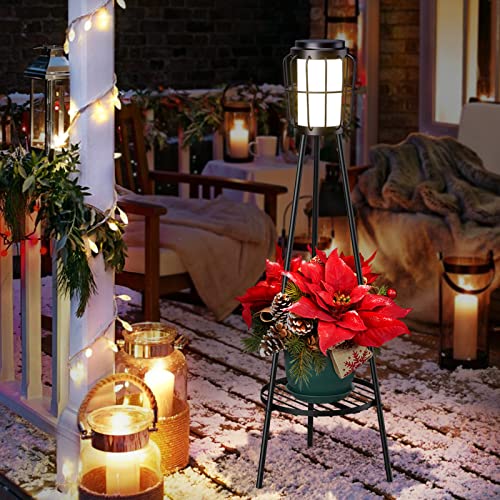Solar Lights Outdoor with Plant Stands, Metal Tripod Patio Lamp B77585