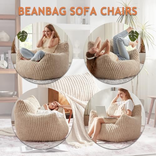 Plush Bean Bag Chair with Armrests for Adults and Teens M473