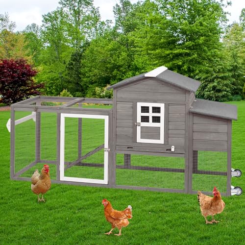 Wooden Chicken Coop with Nesting Box, Waterproof Roof, Removable Tray D22794
