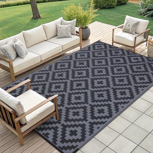Waterproof Outdoor Rug 5x8 ft, Reversible Plastic Straw Patio Mat Z2613