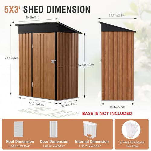 Metal Storage Shed 5x3 ft with Lockable Door for Garden and Backyard B82351