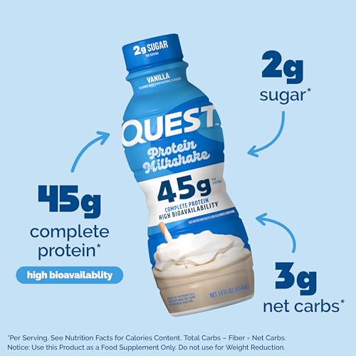 Chocolate Protein Shake, 45g Protein, Ready to Drink, 12 Count P60382