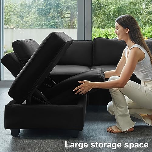 Modular Velvet Sectional Sofa with Chaise Lounge and Storage X4138