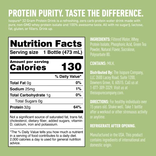 Zero Carb 32g Clear Protein Ready-to-Drink, Whey Protein Isolate, Blue Raspberry, 12 Pack F664096