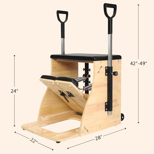 Pilates Chair with Split Pedals and Handles for Home Gym Workout N164