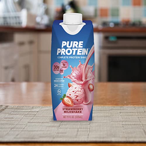 Strawberry Protein Shake, 30g Protein, Ready to Drink, 11oz Bottles, 12 Pack J47857