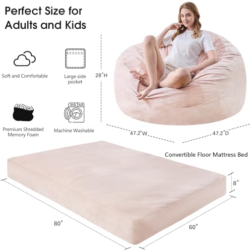 Giant Bean Bag Chair Convertible Bed with Microfiber Cover X2136