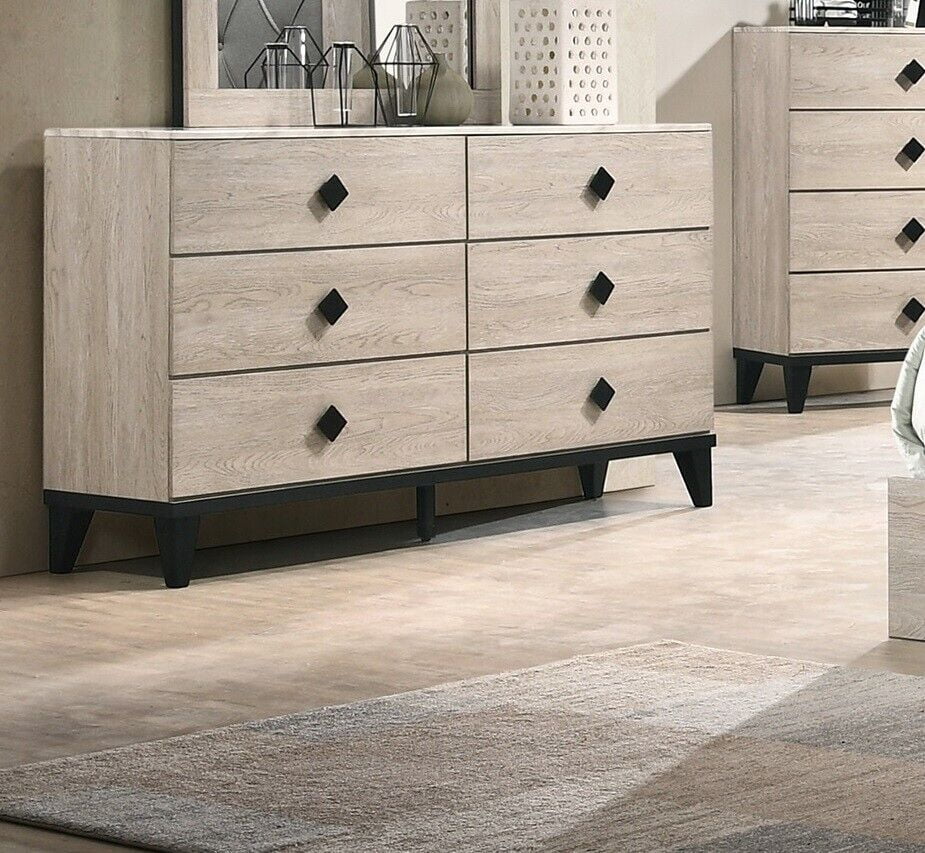 Cream Color Dresser Mirror with Nightstands and Chest Bedroom Set N23014