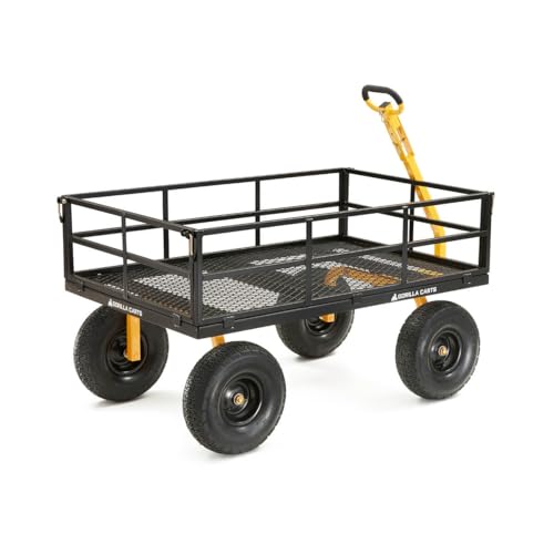 Heavy Duty Steel Mesh Utility Wagon Cart for Outdoor Hauling and Gardening I141134