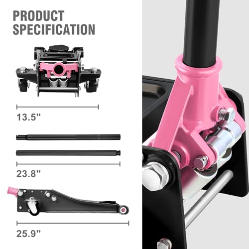 Floor Jack 3 Ton Capacity, Low Profile Heavy Duty Hydraulic Car Jack, Lifting Range 3"-20" O821
