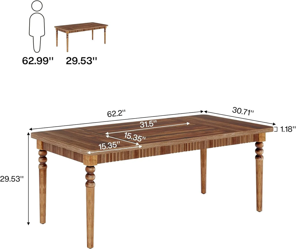 63-Inch Executive Desk with Solid Wood Legs for Home Office Y55396