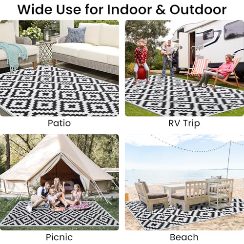 Waterproof Outdoor Rug 5x8 ft, Reversible Plastic Straw Patio Mat Z2613