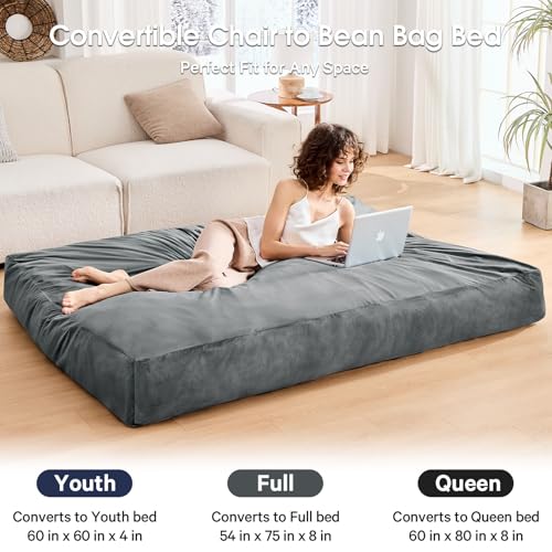Giant Bean Bag Chair Convertible Bed with Microfiber Cover X2136