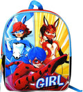Miraculous Ladybug Backpack – Girls Bag with 1 Big Compartment with Cartoon Print of Rena Rouge and Dragon Rider – 2 Layer Yellow Blue