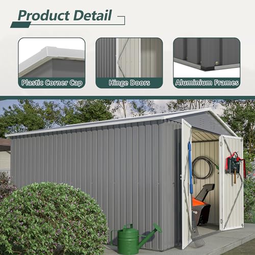 Outdoor Storage Shed, Heavy-Duty All-Weather Tool Shed with Lockable Doors C3585