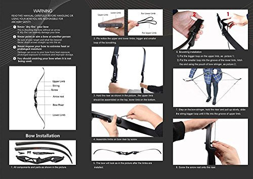 56" Takedown Hunting Recurve Bow Metal Riser Right Hand F6973