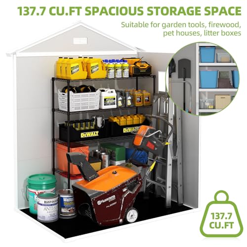 Outdoor Storage Shed with Floor, Waterproof Resin, Lockable Doors U3827