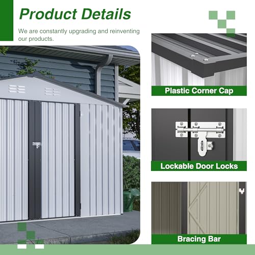Outdoor Storage Shed, Heavy-Duty All-Weather Tool Shed with Lockable Doors C3585