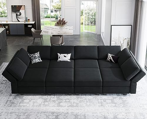 Modular Velvet Sectional Sofa with Chaise Lounge and Storage X4138