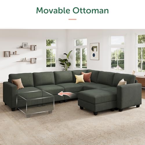 Corduroy Modular Sectional Couch with Storage, L-Shaped, 6 Seater, Dark Gray X823135